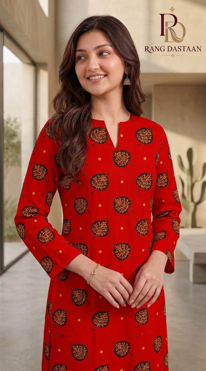 Ruby Red Tree — Printed Khaddar 2-Piece Unstitched Suit