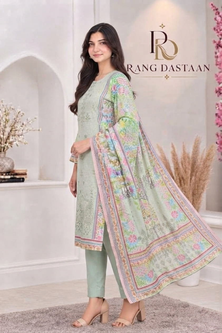 3 PIECE - EMBROIDERED LIGHT KHADDAR SUIT