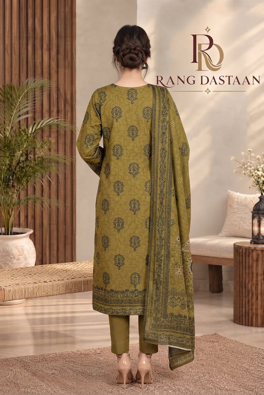 3 PIECE - EMBROIDERED DHANAK SUIT