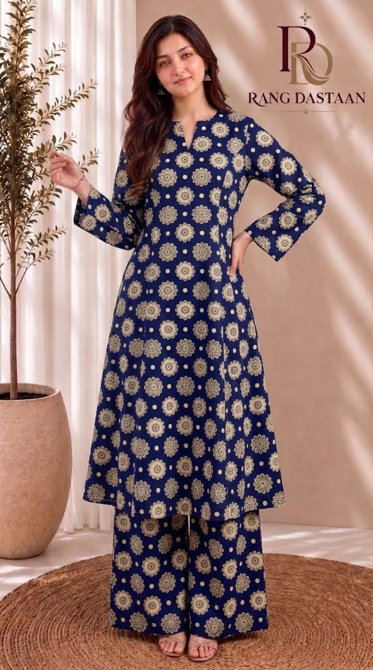 Royal Bloom — Printed Khaddar 2-Piece Unstitched Suit