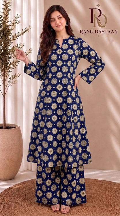 Royal Bloom — Printed Khaddar 2-Piece Unstitched Suit