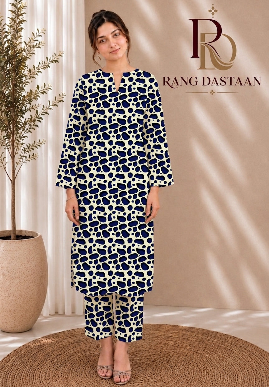 Sapphire Pebble — Printed Lawn 2-Piece Suit