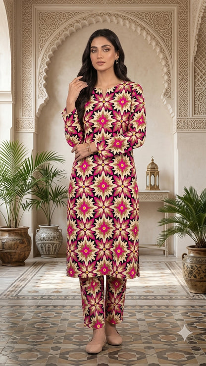 Ruby Blossom — Printed Lawn 2-Piece Unstitched Suit