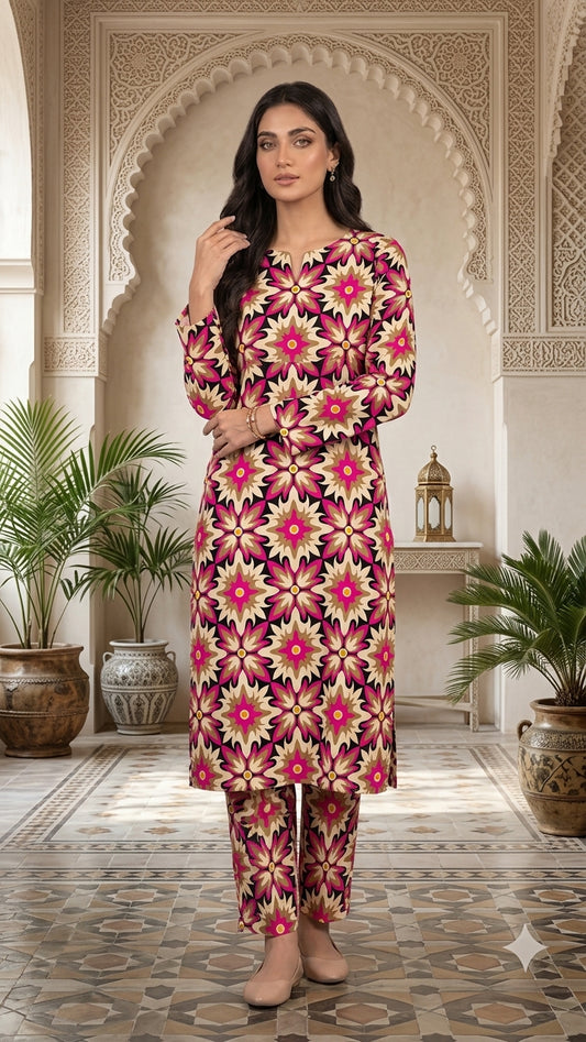 Ruby Blossom — Printed Lawn 2-Piece Unstitched Suit