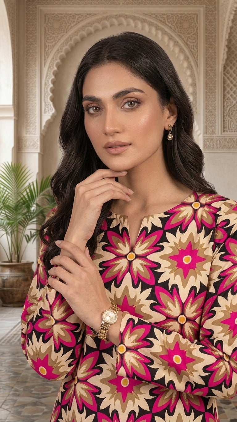 Ruby Blossom — Printed Lawn 2-Piece Unstitched Suit