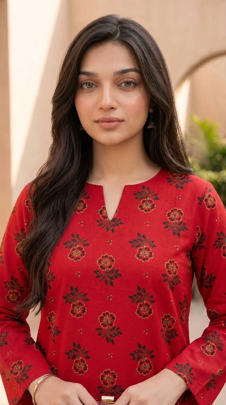 Ruby Bloom — Printed Khaddar 2-Piece Unstitched Suit