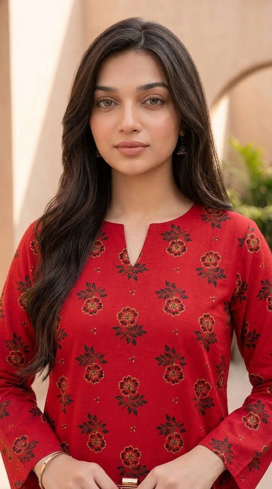 Ruby Bloom — Printed Khaddar 2-Piece Unstitched Suit